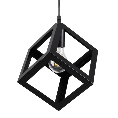 CUBE 00801 Модерна висяща таванна лампа Единична светлина черна метална мрежа M25 x W25 x H25cm
