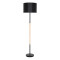 ASHLEY 00824 Модерна подова лампа с единична светлина метално черно с капачка и дървен детайл Φ40 x H145cm