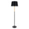 CEDAR 00827 Модерна подова лампа Единична светлина Метална черна с капачка и дървен детайл Φ40 x H148cm