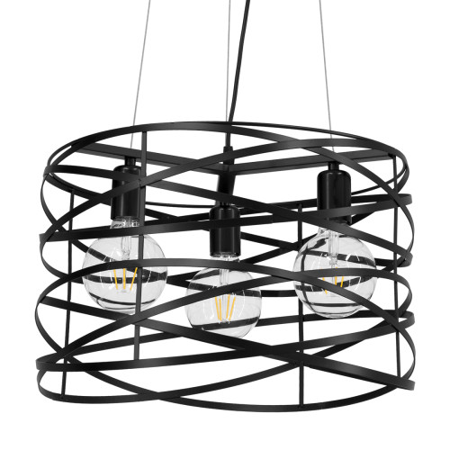 TOKEN 00855 Модерна промишлена висяща таванна лампа Три светлини Черна метална мрежа Φ43 x H29cm