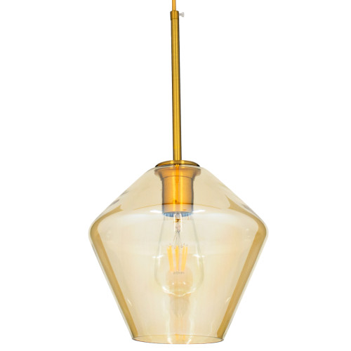 AMARIS 00869 Модерна висяща таванна лампа с единична светлина Медено оцветено стъкло Φ22 x H22cm
