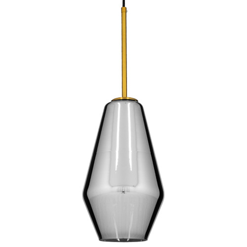 AMARIS 00874 Модерна висяща таванна лампа с единична светлина от стъкло, тониран никел Φ17 x H30cm