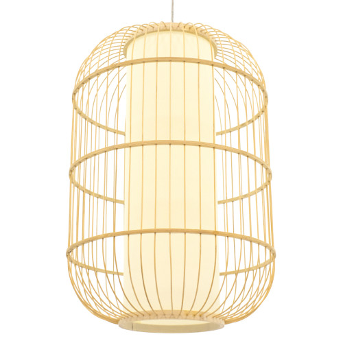  DE PARIS 00891 Винтидж висяща таванна лампа Единична светлокафява дървена бамбук Φ40 x H60cm