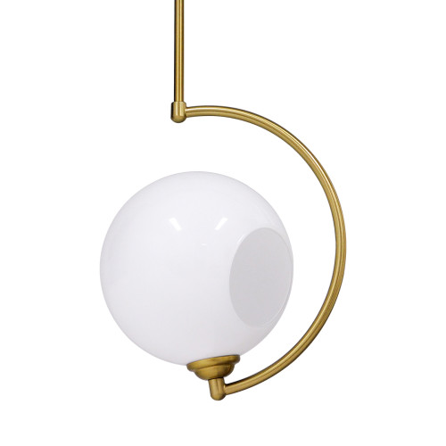 ISLA 00898 Модерна висяща таванна лампа с единична светлина, бяла гланцова със златно метално рамо Φ20 x H33cm