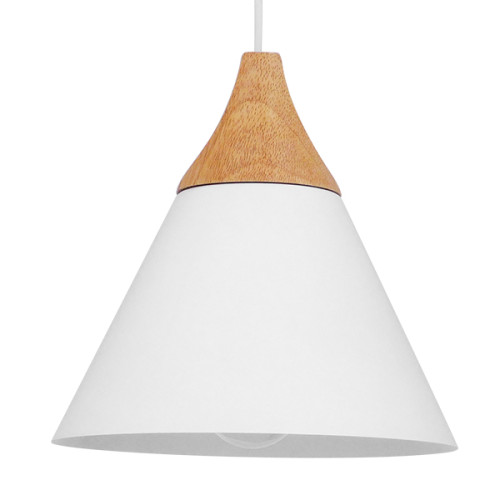 АБЮЖНИК 00907 Модерна висяща таванна лампа с единична светлина, бял метал с камбана, Φ23 x H22cm