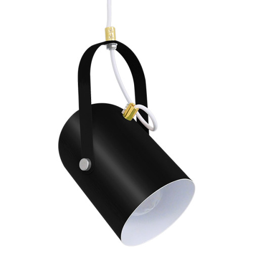HAZEL 00930 Модерна висяща таванна лампа Единична светлина Сатенено черно със златни метални детайли Φ12 x H27cm