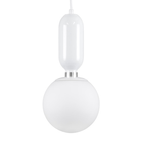 MAVERICK 00944 Модерна висяща таванна лампа Единична светлина Бяла метална стъклена топка Φ15 x H15cm