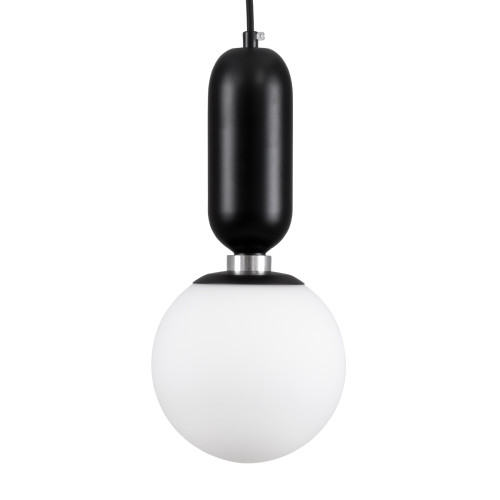 MAVERICK 00945 Модерна висяща таванна лампа Единична светлина Черна метална стъклена топка Φ15 x H15cm