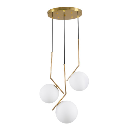 MONROE 00953 Модерна висяща таванна лампа с три светлини злато - бяла метална топка Φ60 x H50cm