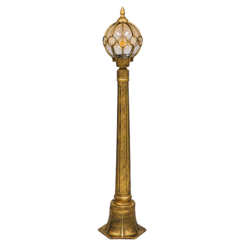 ETOILE 00985 Винтидж промишлена подова лампа Единична светлина Бронзова златна метална мрежа с медено стъкло Φ18 x H102cm