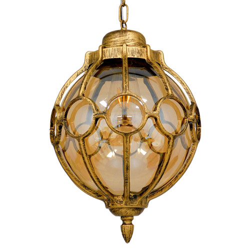  ETOILE 00987 Винтидж индустриална висяща таванна лампа Единична светлина Бронзова златна метална мрежа с медено стъкло W28 x H38cm