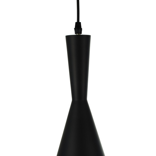 SHANGHAI BLACK 01025-C Μοντέρνο Κρεμαστό Φωτιστικό Οροφής Μονόφωτο 1 x E27 Μαύρο Μεταλλικό Καμπάνα Φ19 x Υ38cm