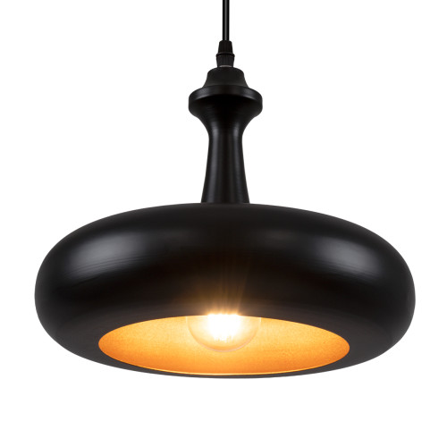 ROCKFORD 01287-C Модерна висяща таванна лампа Единична светлина Черна метална камбана Φ30 x H23cm