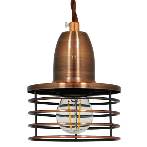 MANHATTAN 01453 Модерна индустриална висяща таванна лампа Единична светлина Метална медна камбана Φ11 x H14cm
