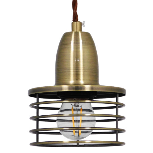 MANHATTAN 01455 Модерна индустриална висяща таванна лампа Единична светлина Метална бронзова камбана Φ11 x H14cm