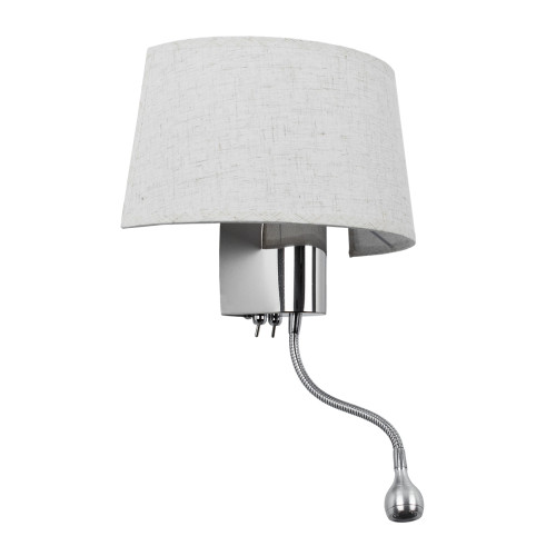 ELEGANT 01493 Модерна стенна лампа Аплик метален хром никел с бял плат с две светлини 1xE27 
