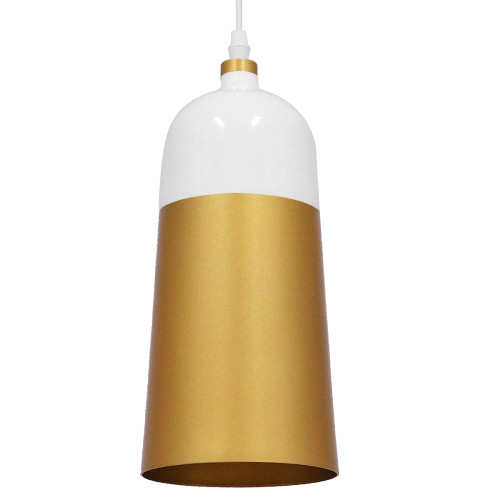 PALAZZO 01524 Модерна висяща таванна лампа с единична светлина Бяла - златна метална камбана Φ14 x H34cm