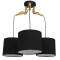 RAMSON 01525 Модерна висяща таванна лампа с три светлини черна с дървени и платнени капачки Φ67 x H65cm