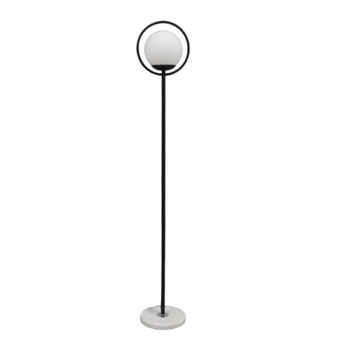 VERSAILLES 01540 Модерна подова лампа с единична светлина метално черно с млечно стъкло Φ25 x H150cm