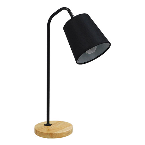 BARNABY 01573 Модерна настолна лампа Преносима единична светлина Черен метал с капачка и дървена кафява основа Φ13 x H48cm