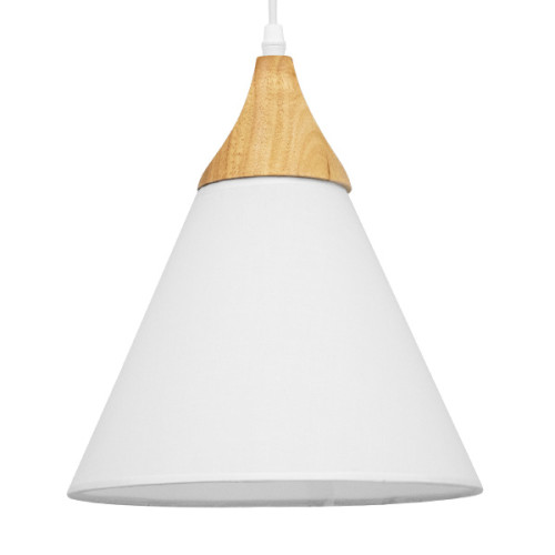 SHADE TEXTILE 01577 Модерна висяща таванна лампа с единична светлина, бял текстил с камбана, Φ25 x 30 cm