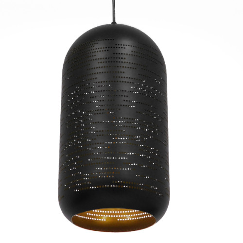 SAGA 01591 Модерна висяща таванна лампа с единична светлина черна - златна метална камбана Φ20 x H41cm