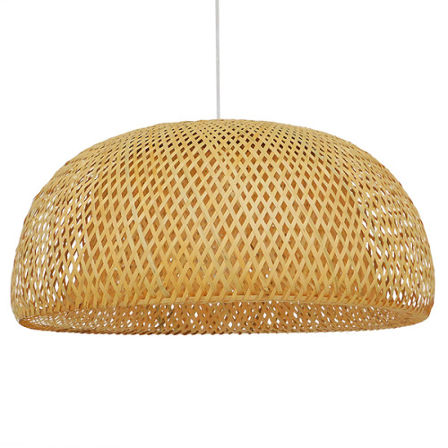  SAN TROPEZ 01627 Vintage Κρεμαστό Φωτιστικό Οροφής Μονόφωτο Καφέ Ξύλινο Bamboo Φ60 x Υ29cm