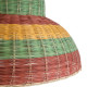 CABALLEROS 02058 Boho Επιτραπέζιο Φωτιστικό Μονόφωτο 1 x E27 AC220-240V IP20 - Φ70 x Υ60cm - Πράσινο με Κίτρινο και Μπεζ με Κόκκινο Ξύλινο Μπαμπού Πλέγμα Καμπάνα - 5 Χρόνια Εγγύηση
