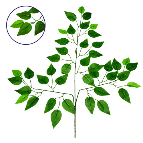  09052 Τεχνητό Φυτό Διακοσμητικό Κλαδί Διαστάσεων M21cm x Υ27cm με 3 X Πράσινα Κλαδιά και Φύλλωμα Μπέντζαμιν