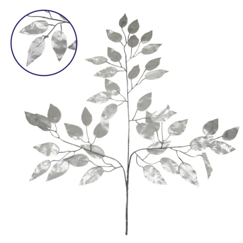  09054 Τεχνητό Φυτό Διακοσμητικό Κλαδί Διαστάσεων M21cm x Υ27cm με 3 X Ασημί Κλαδιά και Φύλλωμα Φύκος