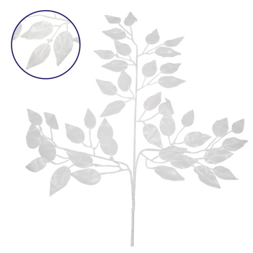  09055 Τεχνητό Φυτό Διακοσμητικό Κλαδί Διαστάσεων M21cm x Υ27cm με 3 X Λευκά Κλαδιά και Φύλλωμα Φύκος