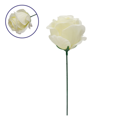  09077 Τεχνητό Φυτό Διακοσμητικό Τριαντάφυλλο Λευκό M8cm x Υ20cm Π8cm