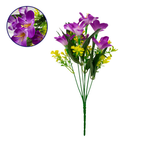  09084 Τεχνητό Φυτό Διακοσμητικό Μπουκέτο Rain Lily Μωβ M15cm x Υ33cm Π15cm με 7 Κλαδάκια