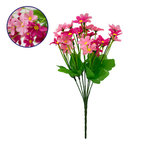  09086 Τεχνητό Φυτό Διακοσμητικό Μπουκέτο Garden Cosmos Ροζ - Φούξια M20cm x Υ35cm Π20cm με 7 Κλαδάκια