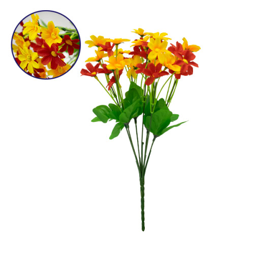  09087 Τεχνητό Φυτό Διακοσμητικό Μπουκέτο Garden Cosmos Κόκκινο - Κίτρινο M20cm x Υ35cm Π20cm με 7 Κλαδάκια