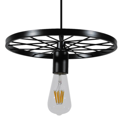  CASTOR 10001161 Винтидж индустриална висяща таванна лампа Единична светлина Черна метална мрежа Φ30 x H10cm