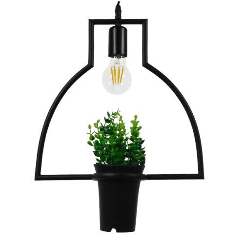  САКСИЯ 10001209 Модерна висяща таванна лампа Единична светлина Черен метал с декоративно растение Φ34 x H34cm