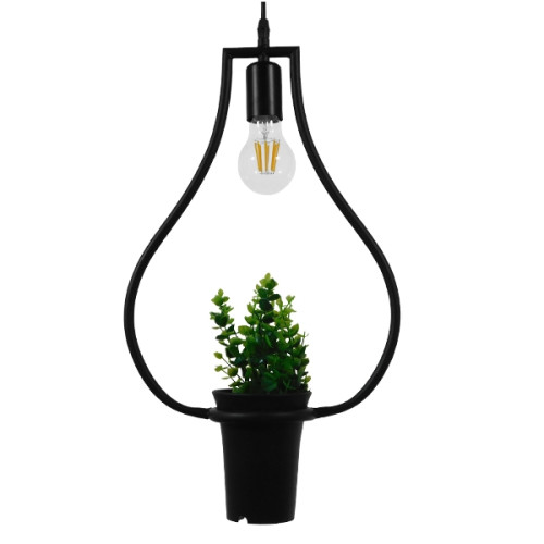  САКСИЯ 10001210 Модерна висяща таванна лампа Единична светлина Черен метал с декоративно растение Φ27 x H40cm