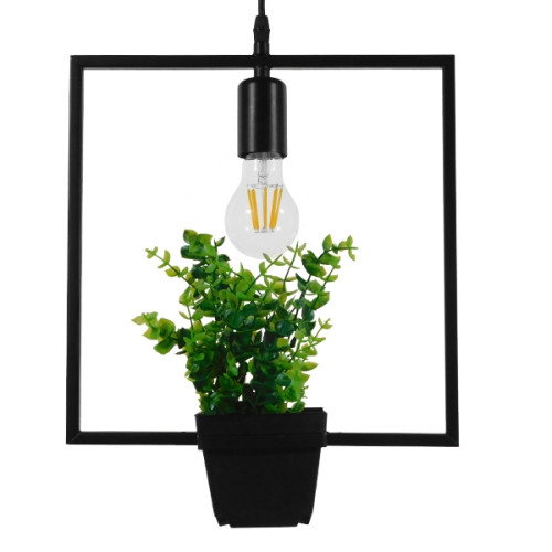  САКСИЯ 10001211 Модерна висяща таванна лампа Единична светлина Черен метал с декоративно растение Φ30 x H30cm