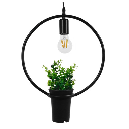  САКСИЯ 10001212 Модерна висяща таванна лампа Единична светлина Черен метал с декоративно растение Φ30 x H30cm