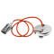  115101 Висяща таванна лампа с никелова метална основа - плат оранжев шнур и никелова метална основа E27