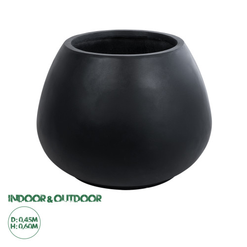 Artificial Garden COLOMBO 20695 Διακοσμητικό Πολυεστερικό Τσιμεντένιο Κασπώ Γλάστρα - Flower Pot Μαύρο Φ60 x Υ45cm