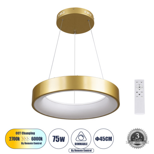 SALEM 61243 Висяща таванна лампа Ring-Circle LED CCT 75W 8625lm 120° AC 220-240V 