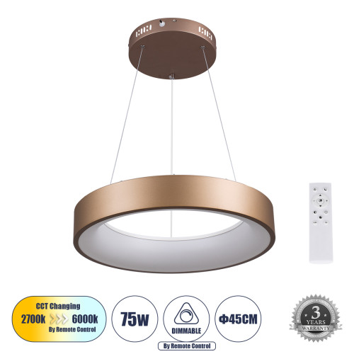 SALEM 61244 Висяща таванна лампа Ring-Circle LED CCT 75W 8625lm 120° AC 220-240V 