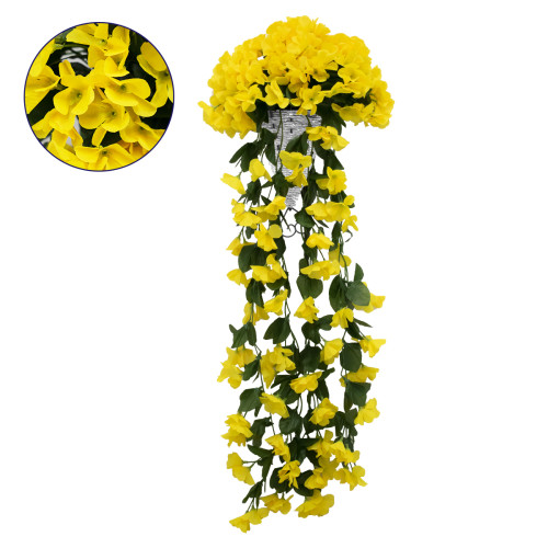  78054 Τεχνητό Κρεμαστό Φυτό Διακοσμητικών Λουλουδιών με Κίτρινα Φλόξ M30 x Υ80 x Π30cm