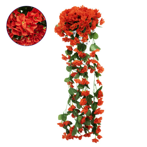  78055 Τεχνητό Κρεμαστό Φυτό Διακοσμητικών Λουλουδιών με Κόκκινα Φλόξ M30 x Υ80 x Π30cm