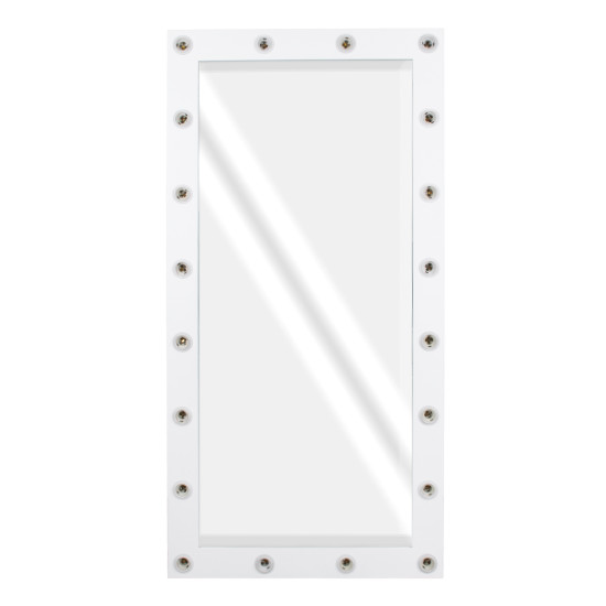 MAKEUP MIRROR-160x80-4 Μοντέρνος Καθρέπτης Μακιγιάζ με Πλαίσιο Φυσικού Ξύλου με Διακόπτη On/Off 20 x E27 AC220-240V - Μ80 x Π7 x Υ160cm - Λευκή Λάκα