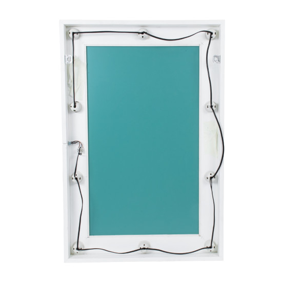 MAKEUP MIRROR-60x90-4 Μοντέρνος Καθρέπτης Μακιγιάζ με Πλαίσιο Φυσικού Ξύλου με Διακόπτη On/Off 10 x E27 AC220-240V - Μ60 x Π7 x Υ90cm - Λευκή Λάκα