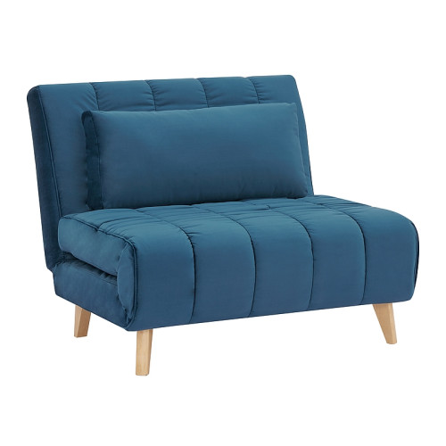 Разтегателен фотьойл BILLY  синьо кадифе и бук 103x94x82 DIOMMI BILLYVN