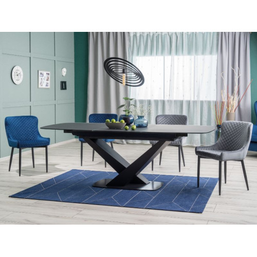 Тапициран трапезен стол COLIN в метална черна основа и сиво кадифе bluvel 14 52x45x82 DIOMMI COLINBVCSZ